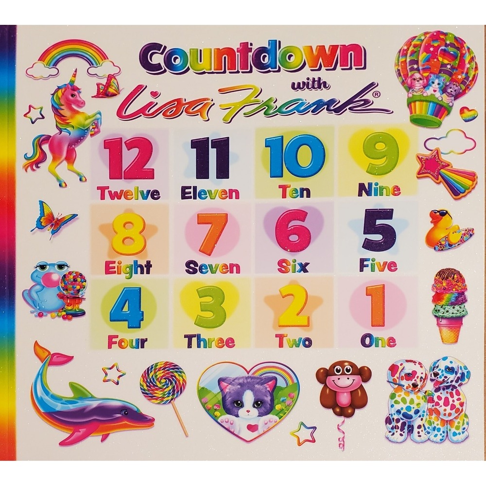 Countdown With Lisa Frank NEW Whimsical Animals Colorful Sparkle Picture Book